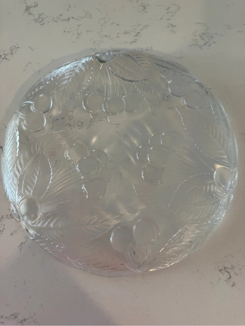 Pressed Clear Glass Cherry Motif Serving Platter - Elegant Home Dining